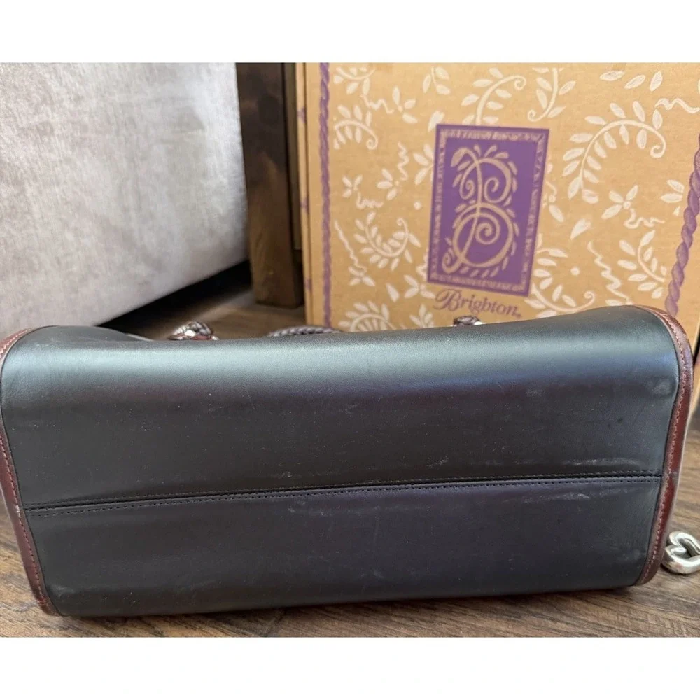 Vintage Brighton Black Brown Alligator Leather Doctor  Bag Lynette‎ Heart wallet